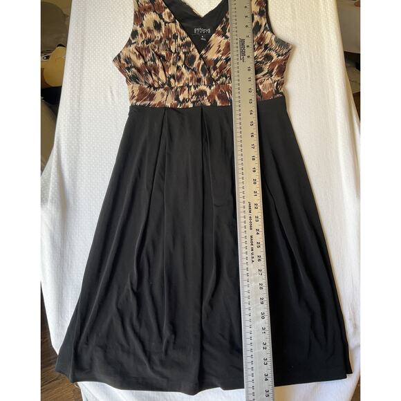 En Focus Studio Women Dress 6 Black Animal Print Fit & Flare Tie Belted - Picture 7 of 9